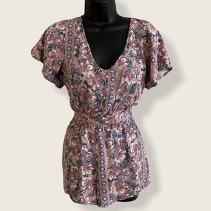 O’Neill Floral Romper w/ cross straps & tie waist